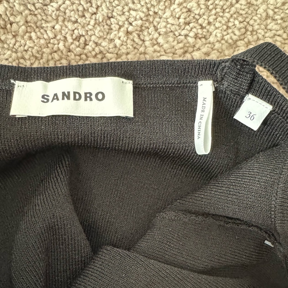 Sandro- Black High Cut Thin Strap Mini Dress - Picture 6 of 6